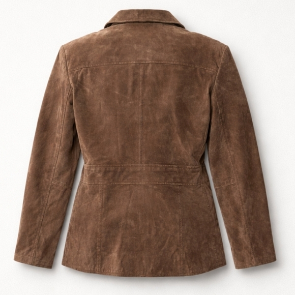 i.e. relaxed Suede 100% Leather Suede Jacket Brown Women Size Large - Picture 6 of 9